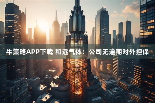 牛策略APP下载 和远气体:公司无逾期对外担保